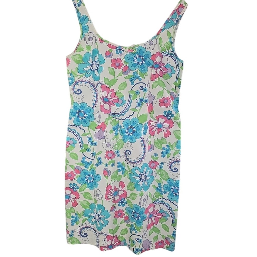 Sigrid Olsen Sport Floral Mini Dress 10 Blue Sporty Athleisure Vacation Tennis‎